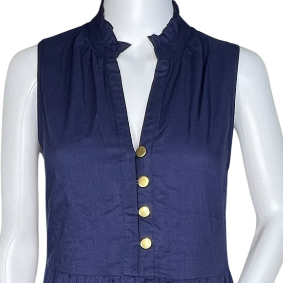 Ellsworth‎ + Ivey Dress Women Small Navy Blue Ruffle Neutral Boho Peasant Preppy - Picture 5 of 8